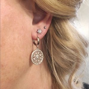 925 Sterling Silver & CZ Hoop Drop Earrings